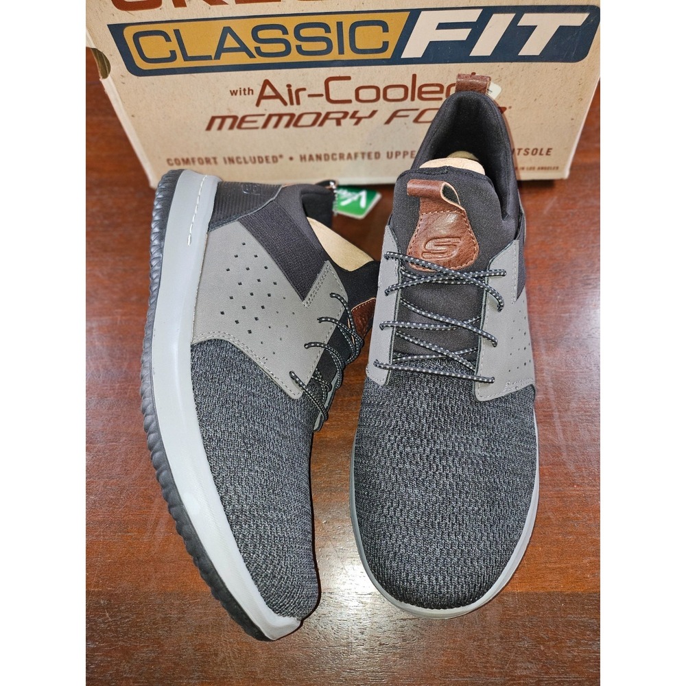 Skechers Men's Classic Fit-Delson-Camden Sneaker 11.5 Wide Black/Grey - Picture 7 of 8